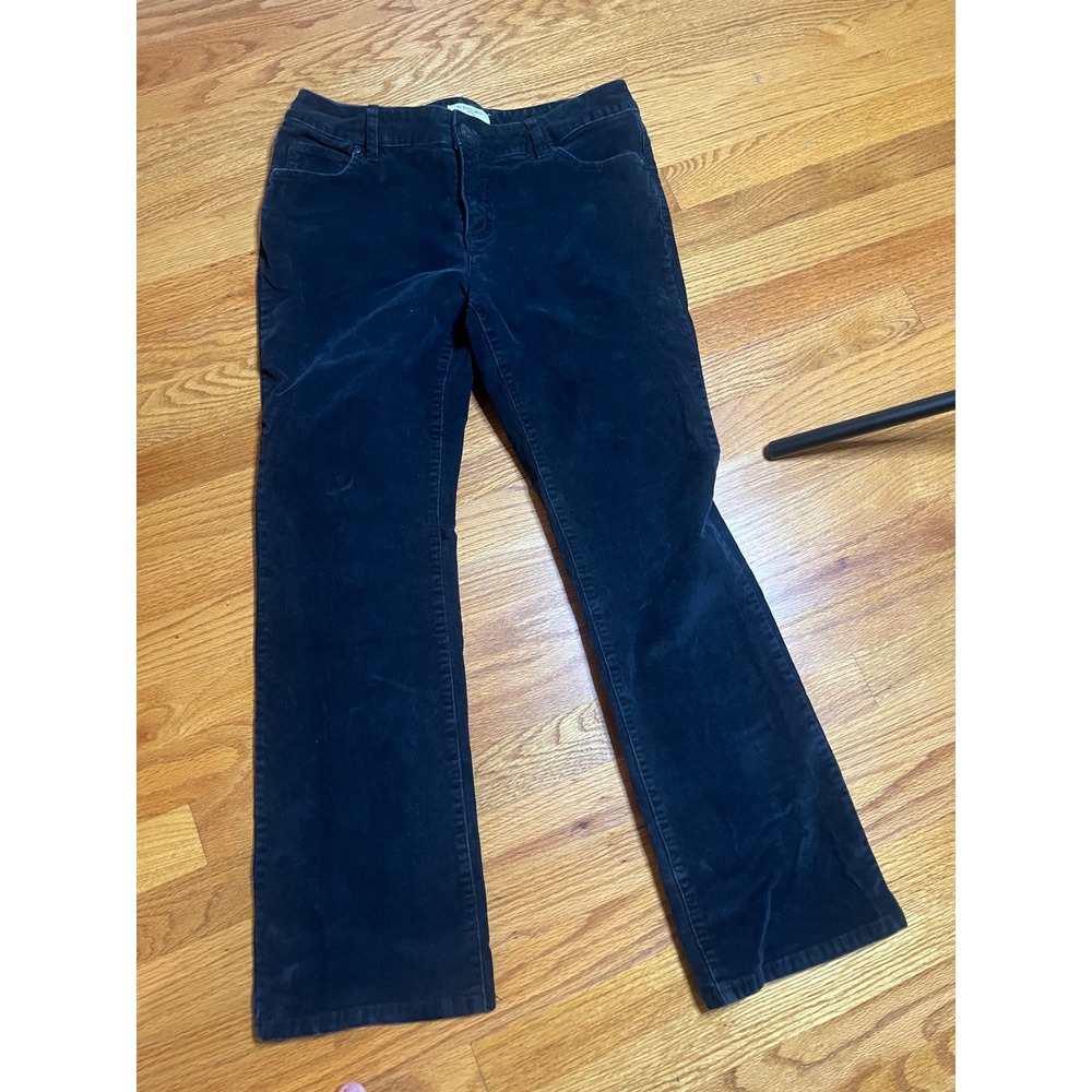 St. Johns Bay Petite Straight Fit Secretly Slender Boot Cut Corduroy Pants Black